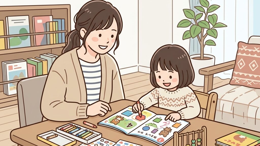 親子で家庭学習するイメージ