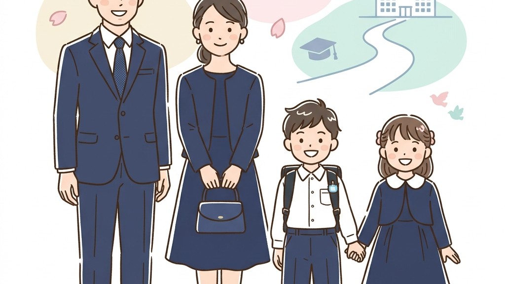 合格を目指す親子を応援するイメージイラスト