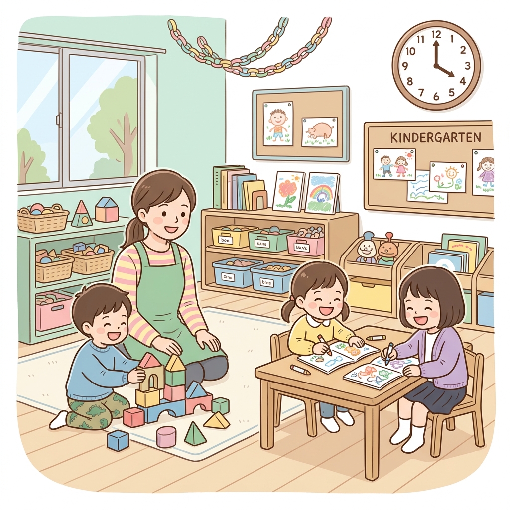 静岡大学教育学部附属幼稚園の預かり保育イラスト