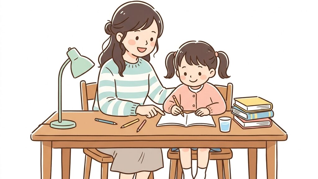 親子で家庭学習するイメージ