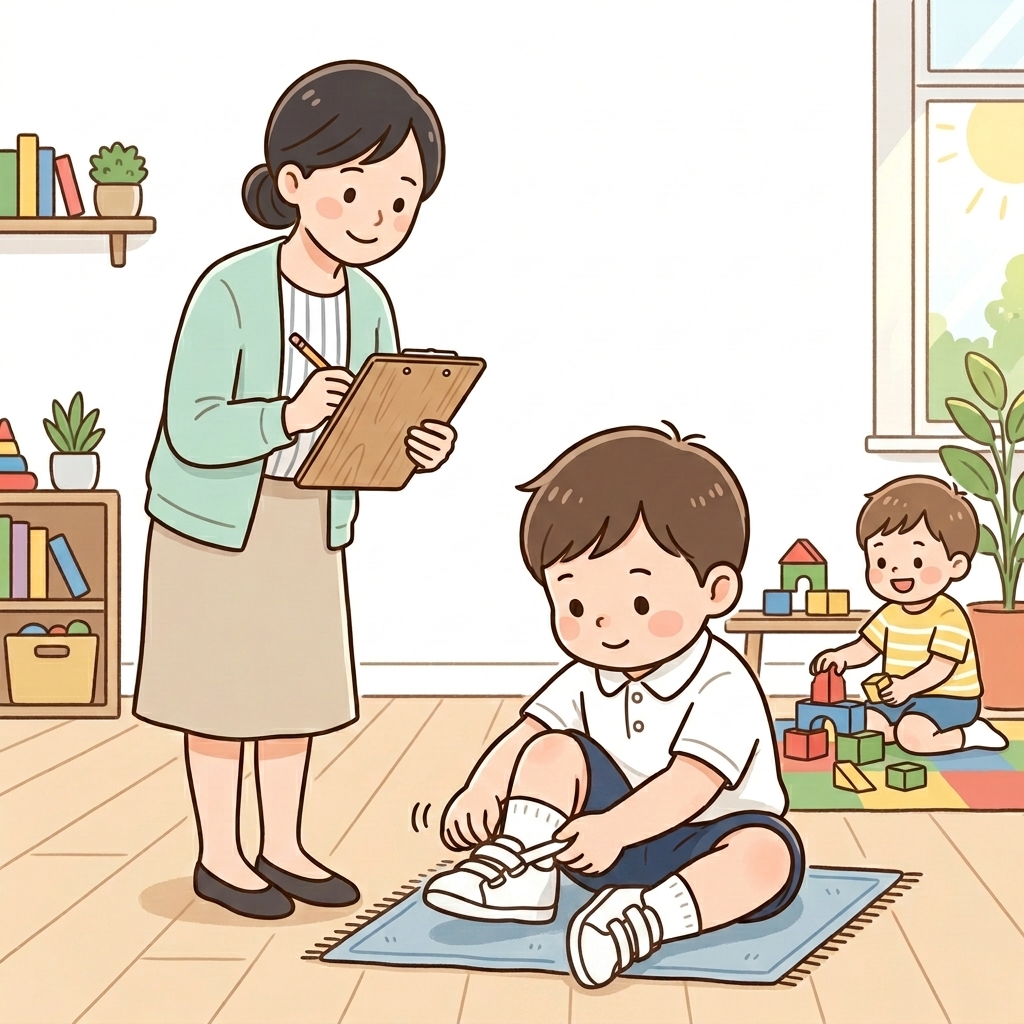 行動観察の場面イラスト