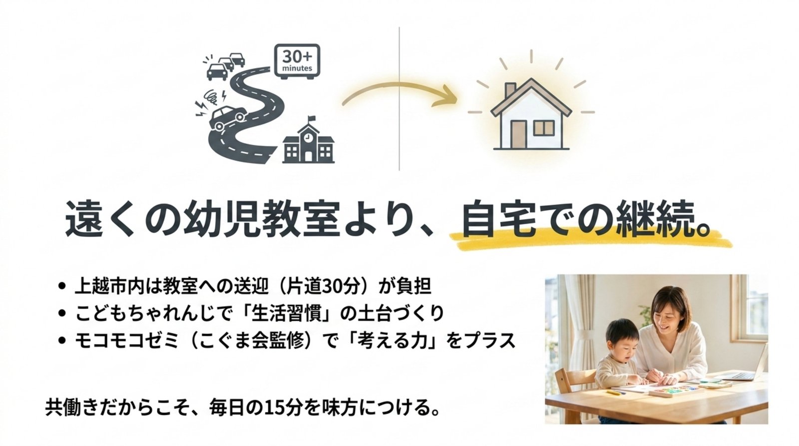 遠くの幼児教室より、自宅での継続。
