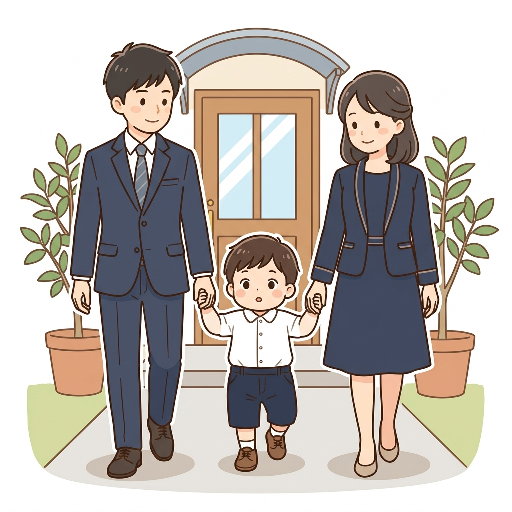面接へ向かう親子のイメージ