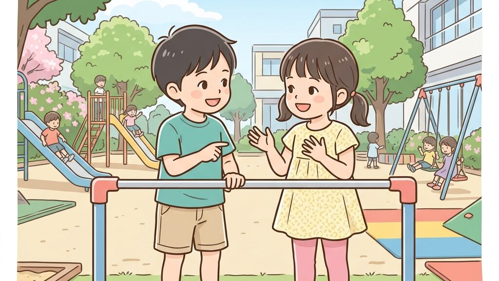 山梨大学教育学部附属幼稚園の園庭で鉄棒の練習をする園児たち