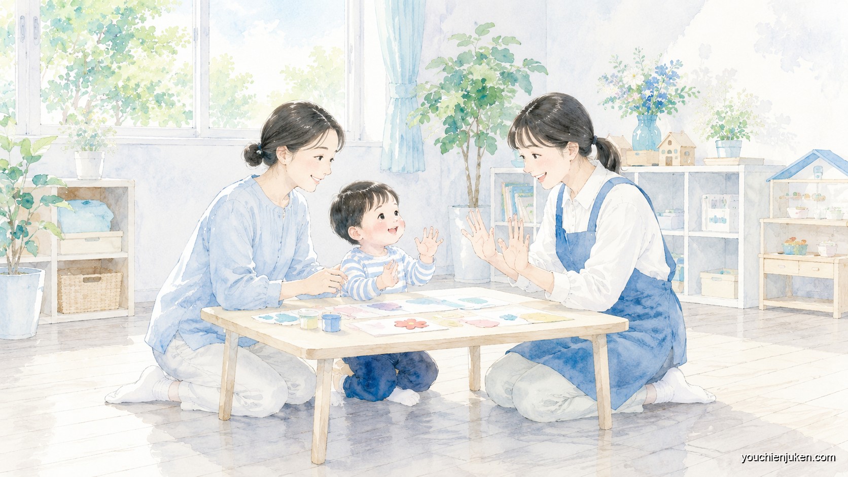 小金井園舎の受験に向け幼児教室で親子活動に取り組む様子