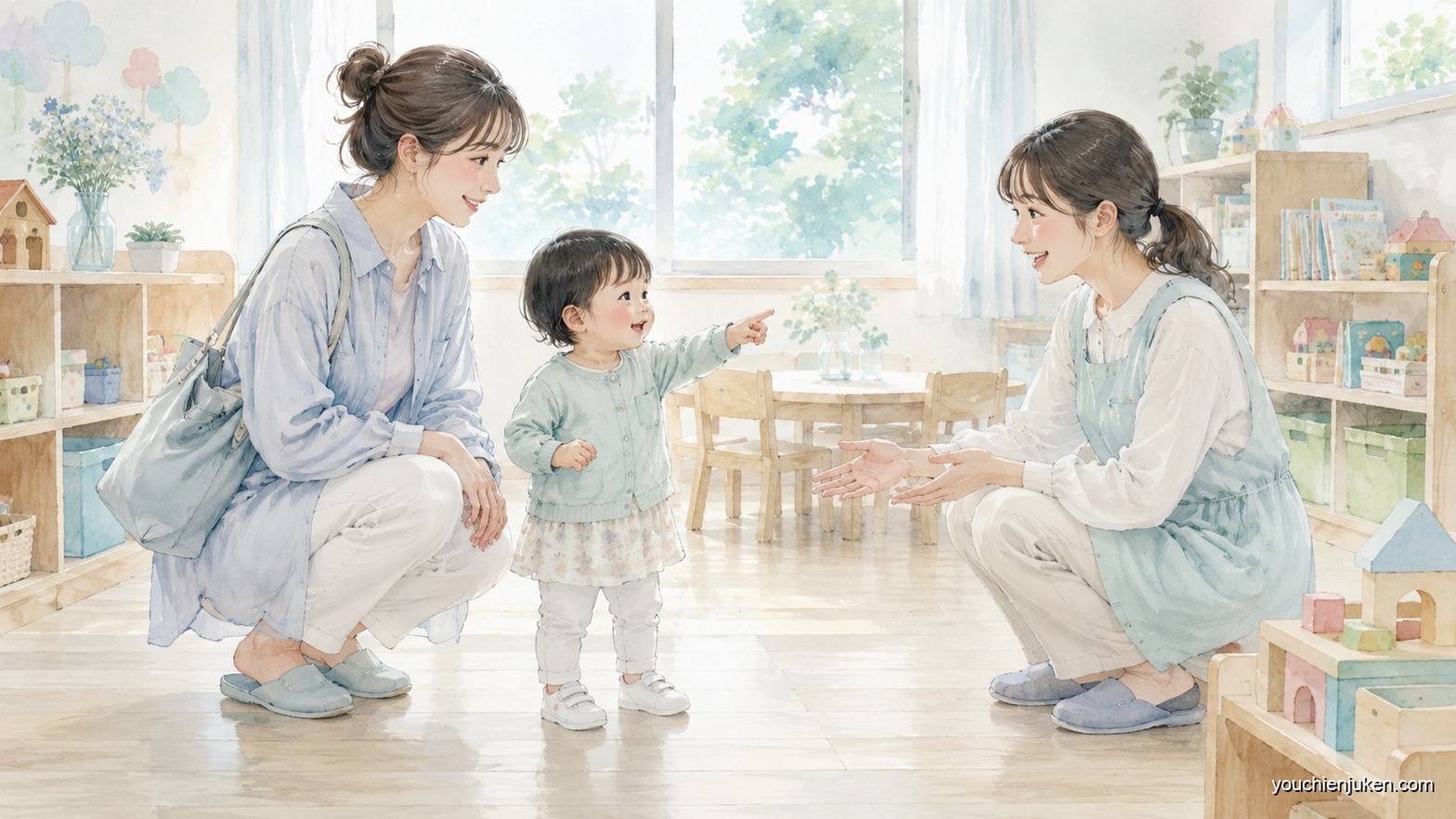 幼稚園の見学に訪れた親子