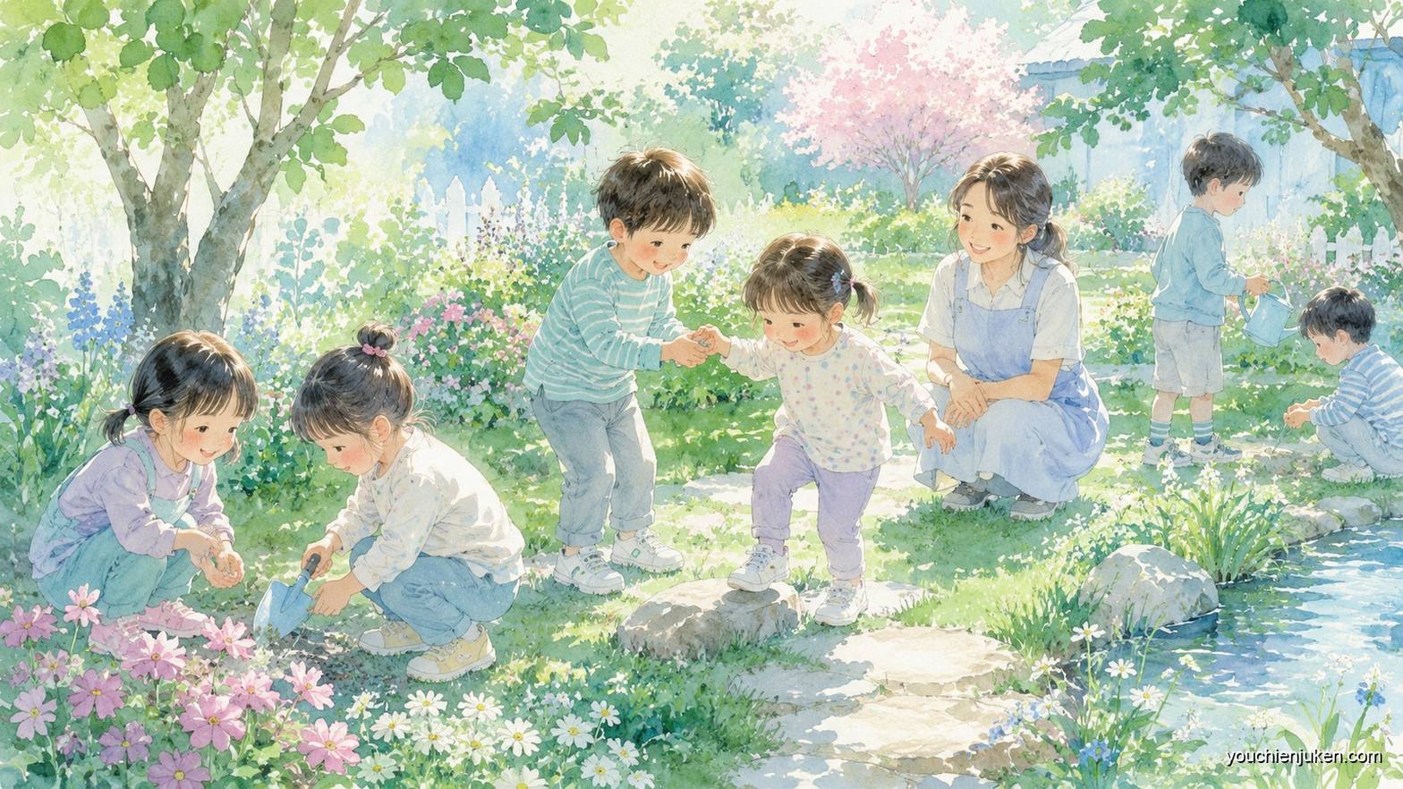 園庭でのびのび遊ぶ子どもたち