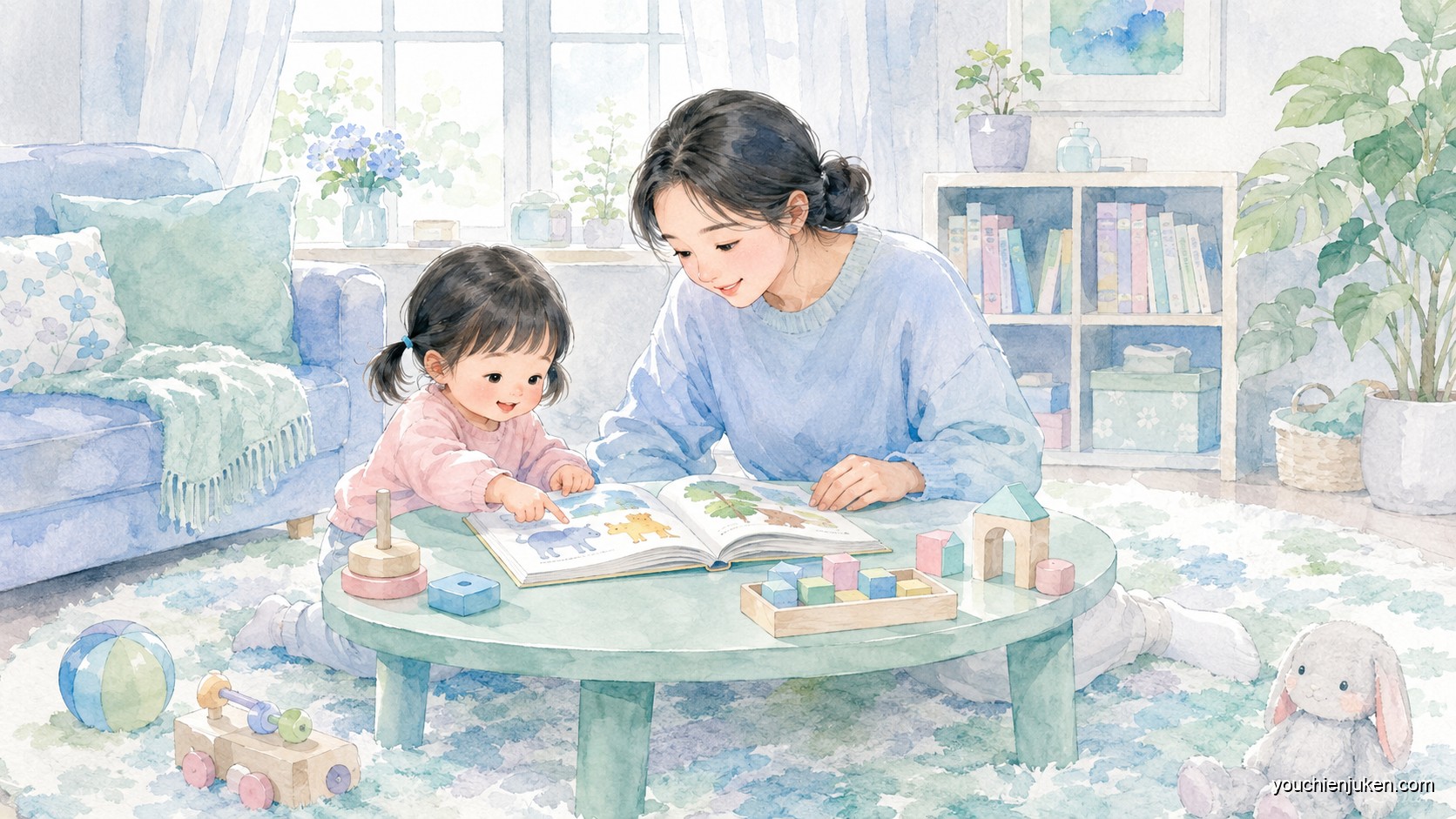 家庭で千葉大学教育学部附属幼稚園の受験準備に取り組む親子