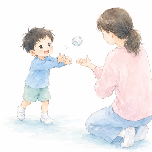 親子キャッチボールのイラスト