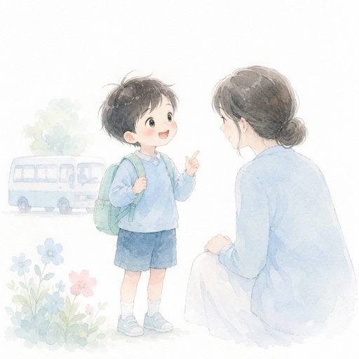 通園手段を話すイラスト