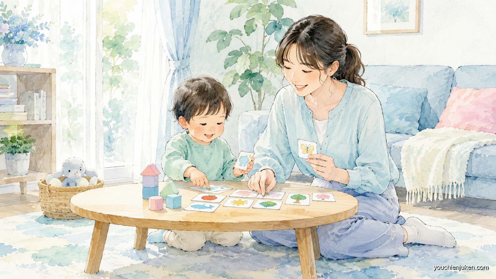 家庭で親子学習に取り組む様子