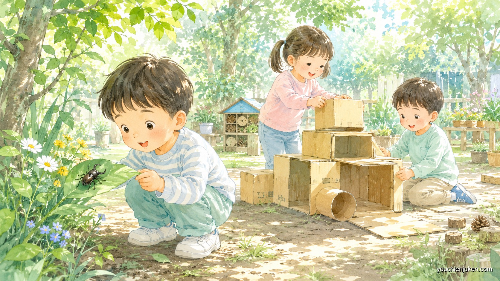 福井大学教育学部附属幼稚園でのびのびと遊ぶ子どもたち
