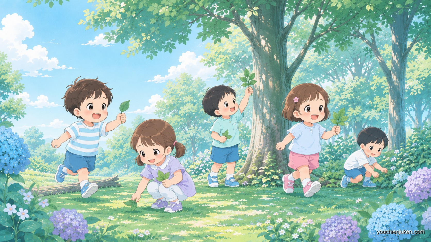 広島大学附属幼稚園東広島園舎の森で過ごす子どもたち
