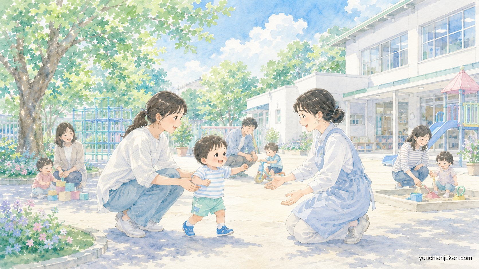 茨城大学教育学部附属幼稚園のコミュニティー広場に参加する親子