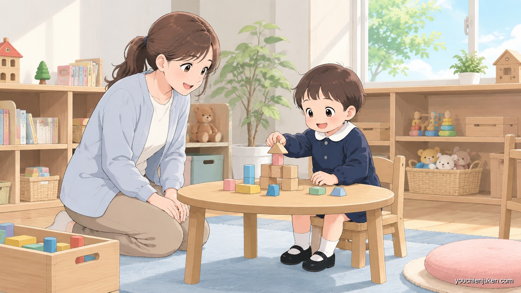 香川大学附属幼稚園高松園舎の試問をイメージした親子
