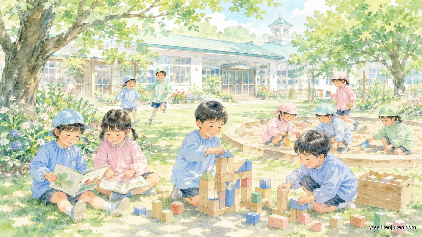 歴史ある園舎で好きな遊びに没頭する神戸大学附属幼稚園の園児