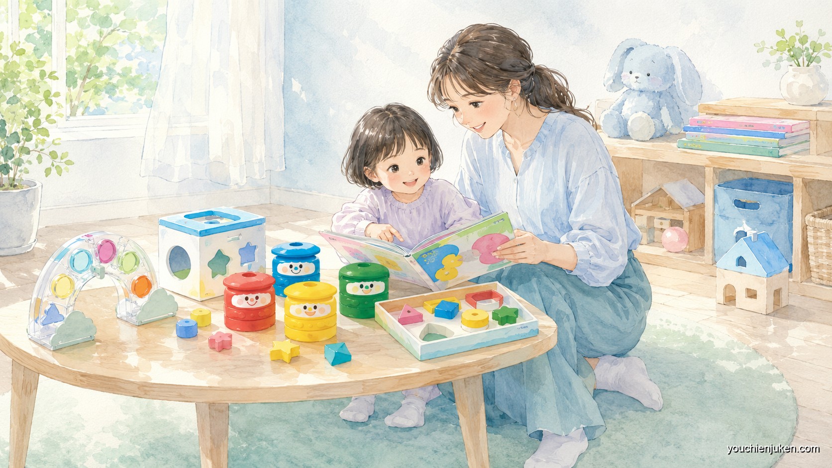 こどもちゃれんじの家庭学習で子どもが手を挙げるイメージ
