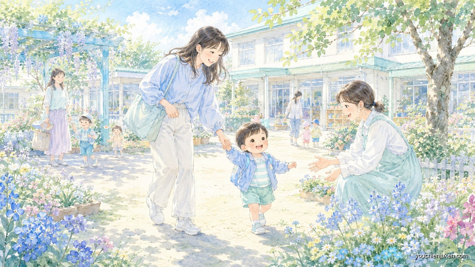 長崎大学教育学部附属幼稚園の園庭開放に参加する親子