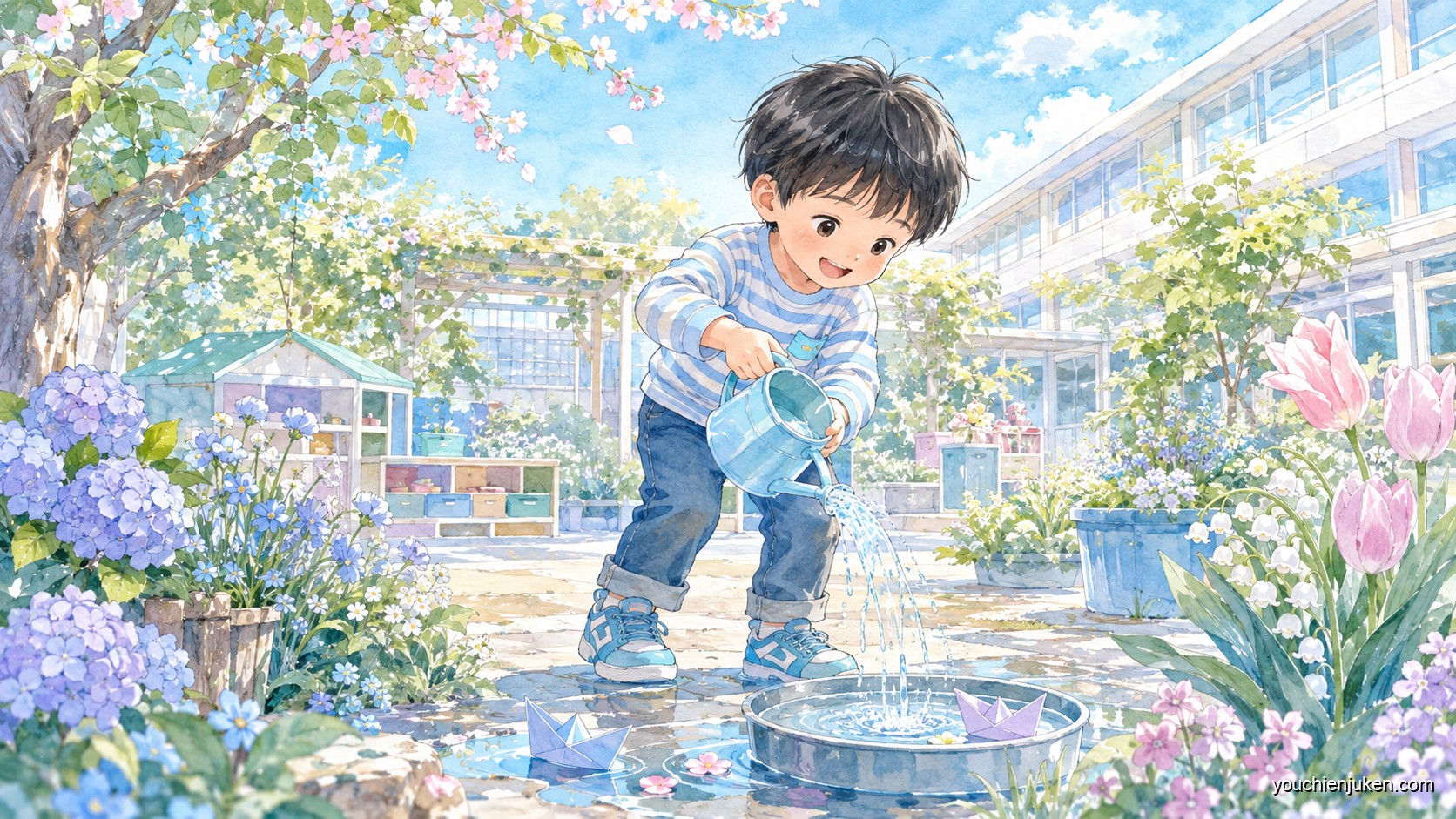 佐賀大学教育学部附属幼稚園の園庭で自由に遊ぶ子ども