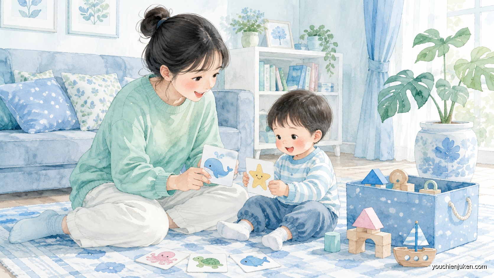 家庭で埼玉大学教育学部附属幼稚園の受験準備に取り組む親子