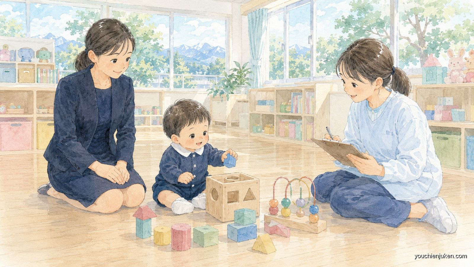 信州大学教育学部附属幼稚園の発達測定と面接をイメージした親子