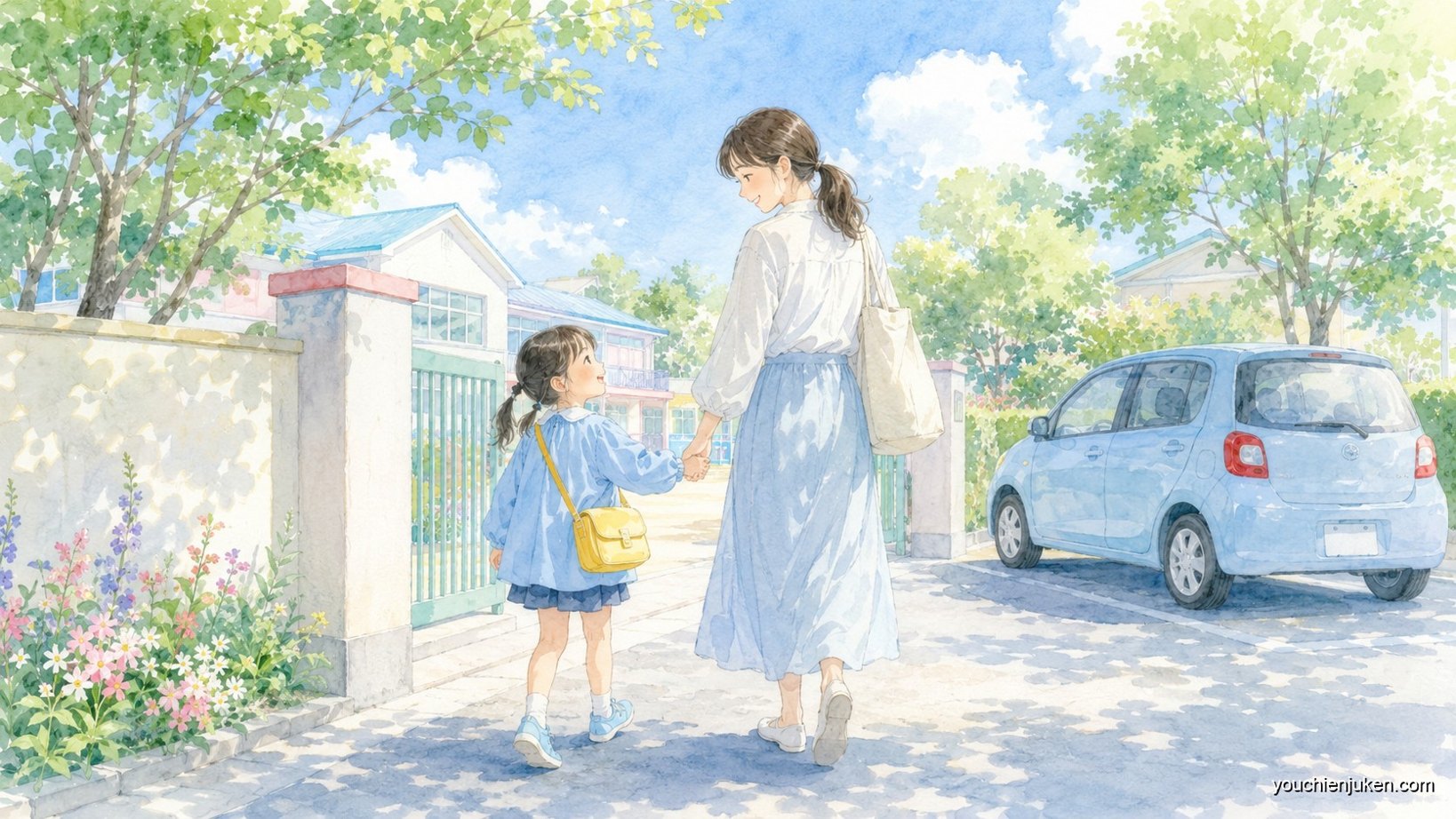 鳥取大学附属幼稚園の徒歩通園と車送迎の様子