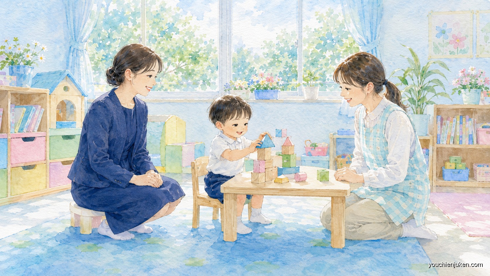 富山大学教育学部附属幼稚園の発育検査をイメージした親子