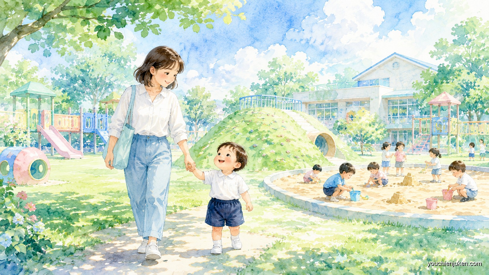 宇都宮大学共同教育学部附属幼稚園の園庭開放に参加する親子