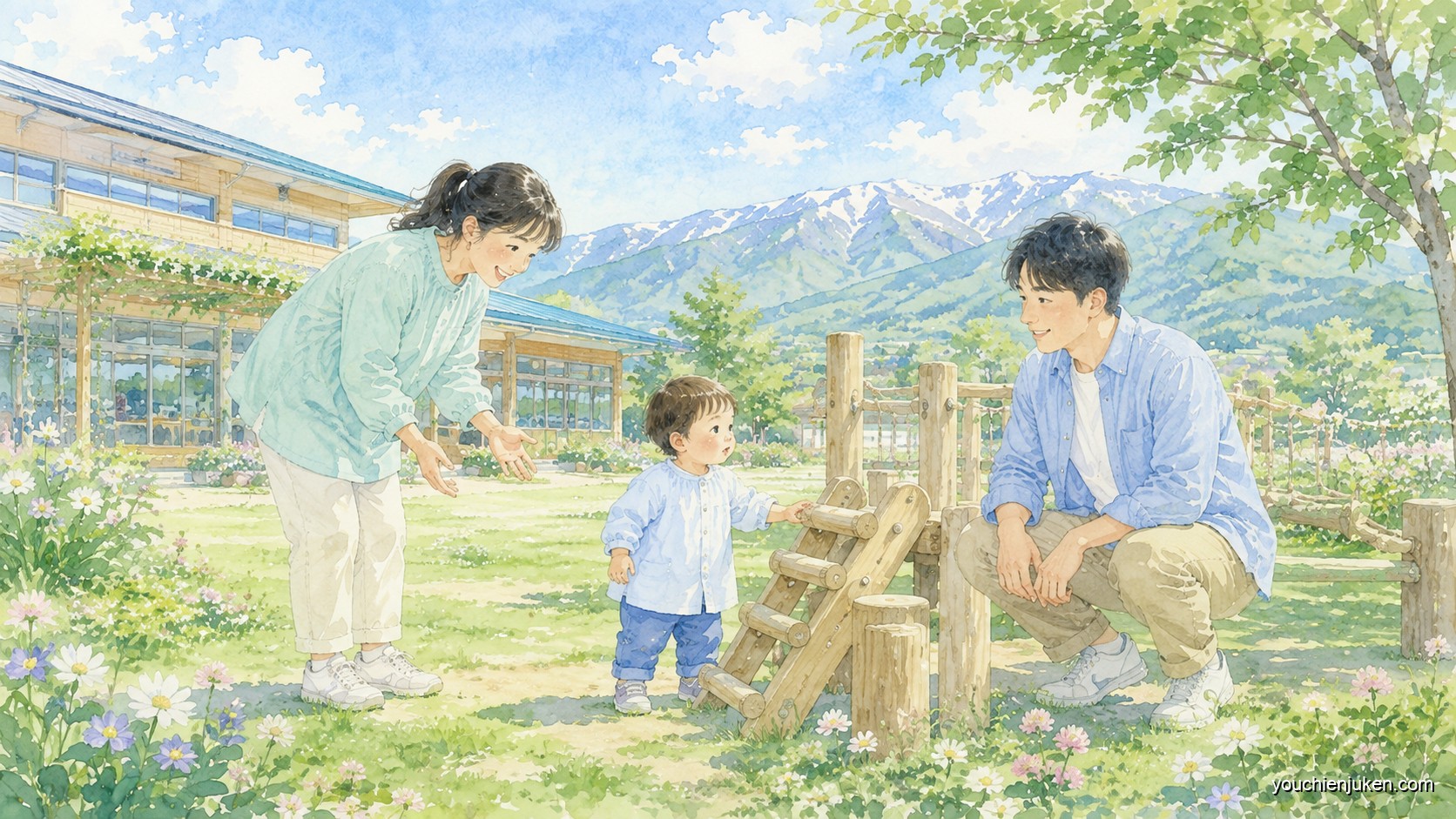 山形大学附属幼稚園の見学に訪れた親子