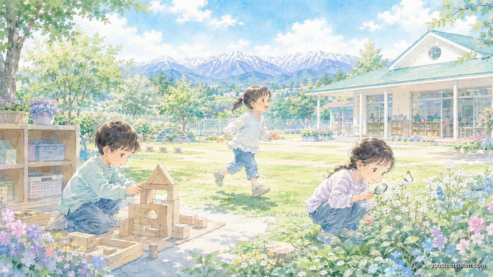 山梨大学教育学部附属幼稚園で遊ぶ子どもたち